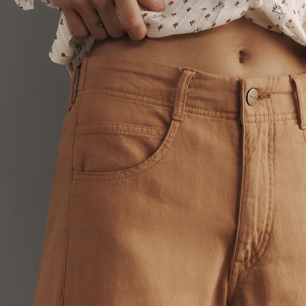 NWT Pilcro By Anthropologie The Adi Mid-Rise Flare Trousers Herringbone Wide Leg - Picture 5 of 17